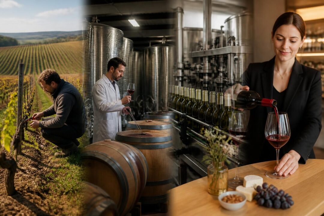 découvrez le parcours du raisin du domaine viticole jusqu'à votre verre et comprenez le rôle de chaque acteur dans la filière vin.